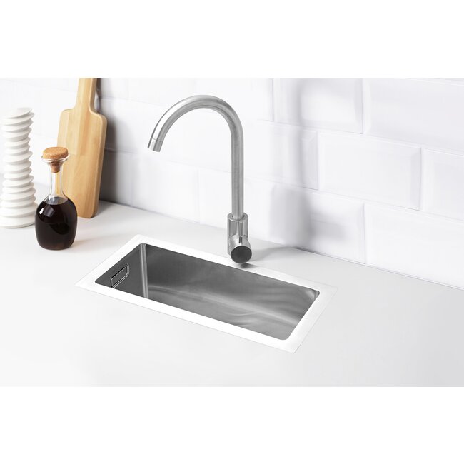 Nurion Nurion Évier en acier inoxydable 16,5 x 38,5- Évier de cuisine - Éviers de cuisine - Évier de cuisine - sans trou de robinet en acier inoxydable