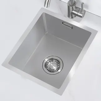 Nurion Nurion Évier en acier inoxydable 34,5 x 34,5 - Évier de cuisine - Éviers de cuisine - Évier de cuisine - sans trou de robinetterie