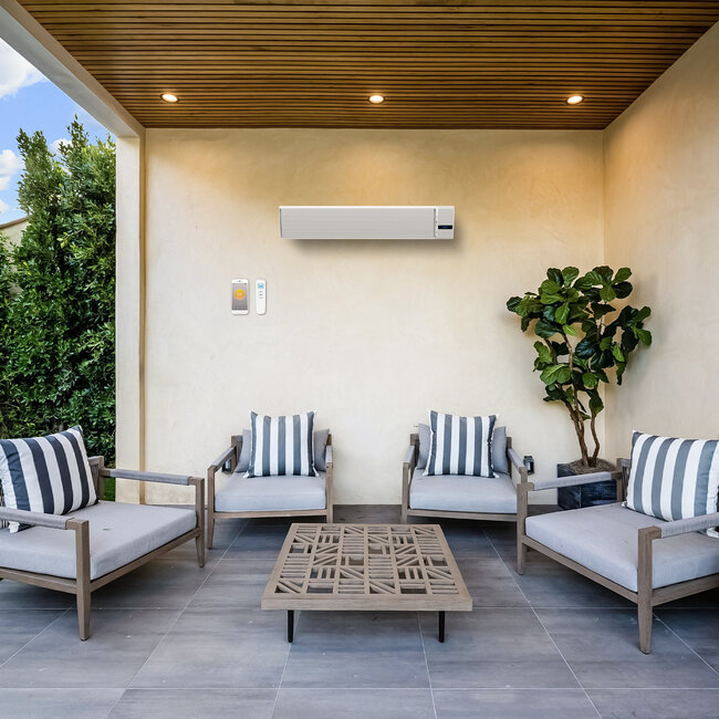 Quality Heating Chauffage de terrasse infrarouge Chauffage Whitewarm avec télécommande 1800 - 2400Watt