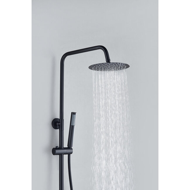 Nurion Douche de surface pluie 30 cm douche de tête thermostatique noir mat