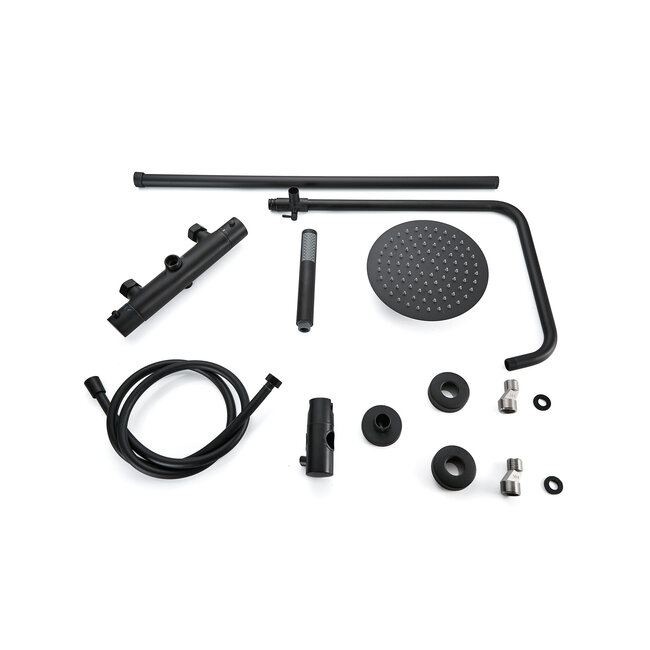 Nurion Douche de surface pluie 30 cm douche de tête thermostatique noir mat