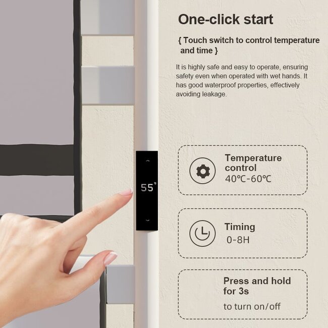 Quality Heating Radiateur sèche-serviettes électrique noir avec thermostat A-CS06G-W