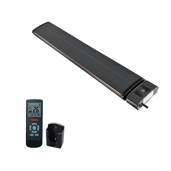 2ekans | Chauffage de terrasse infrarouge Wifi noir avec 1800 - 2400 watts - 1800 watts