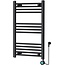 Quality Heating Radiateur sèche-serviettes électrique avec thermostat digital - Radiateur Salle de bain - 800 × 500 mm - Noir mat - 300 watts