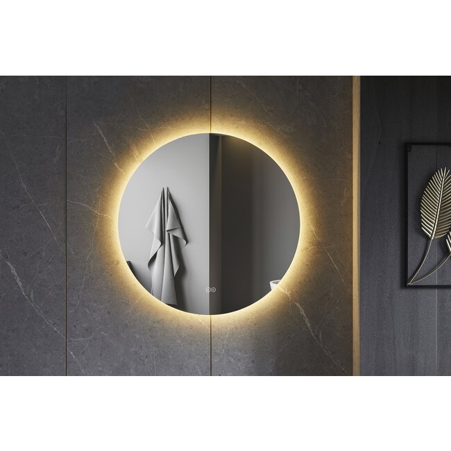 2ème chance | Miroir rond 120 cm sans cadre, éclairage LED périphérique et anti-buée