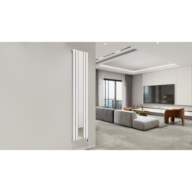 Quality Heating Radiateur électrique vertical blanc avec miroir 1200 watts NeoTherm