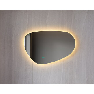 Miroir asymétrique organique avec éclairage LED et anti-condensation 90 cm de large et 60 cm de haut