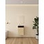 Nurion Nurion Meuble de toilette Nora - lavabo noir mat et armoire en bois clair - 41 x 22,5 x 65 cm