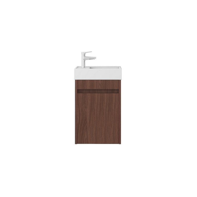 Nurion Nurion Meuble de toilette Vince - lavabo blanc brillant et armoire en bois foncé - 41 x 22,5 x 65 cm