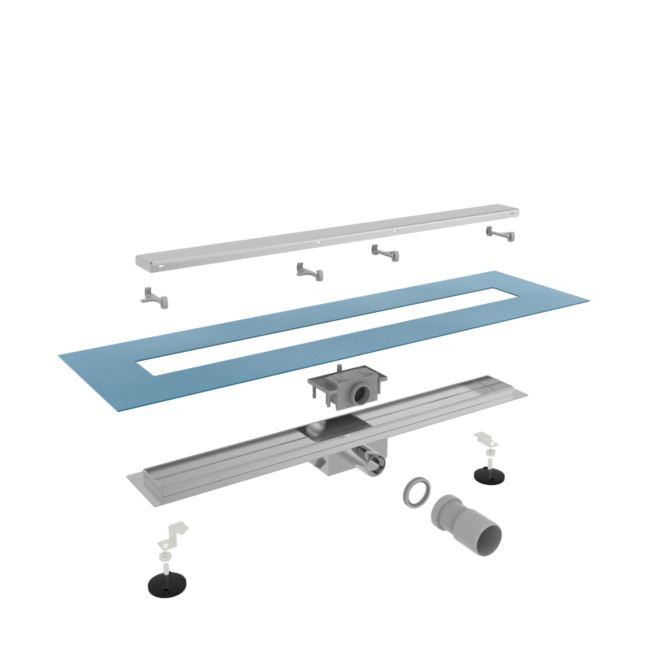 Nurion LunaDrain caniveau de douche complet avec bride et grille fermée