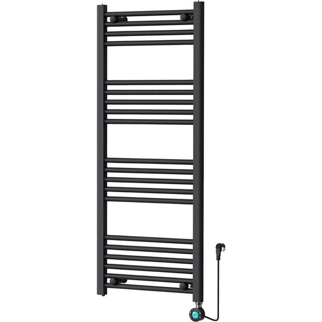 2ekans | Radiateur sèche-serviettes électrique avec thermostat numérique - Radiateur de salle de bain - 1200 × 500 mm - Noir mat - 500 watts