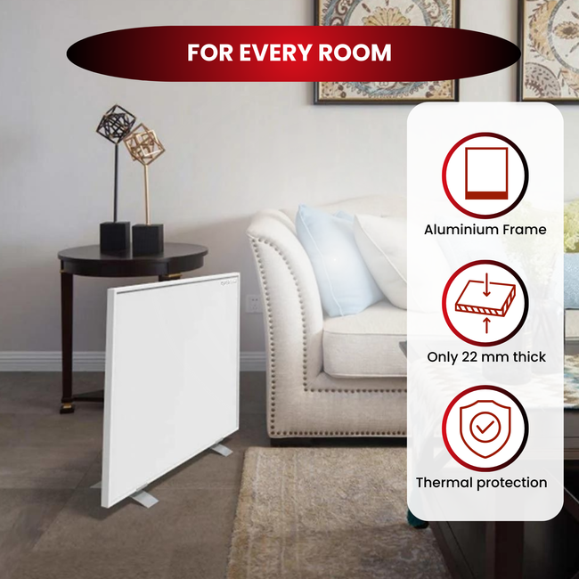 Quality Heating QH-AK Serie Verplaatsbaar infraroodpaneel 350, 450, 580 of 700Watt inclusief wielen