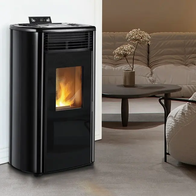 Quality Heating Poêle à granulés - 9,9 kW - pour 80-100 m² - 5 niveaux - minuterie - CR9 - double porte