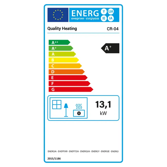 Quality Heating Poêle à granulés - 13.1kW - pour 80-100 m2 - 5 niveaux - minuterie - CR04 Noir