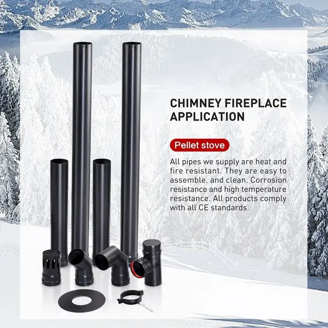 Quality Heating Ensemble de tuyaux pour poêle à granulés - Ø 100 mm - acier au carbone - Modèle non électrique