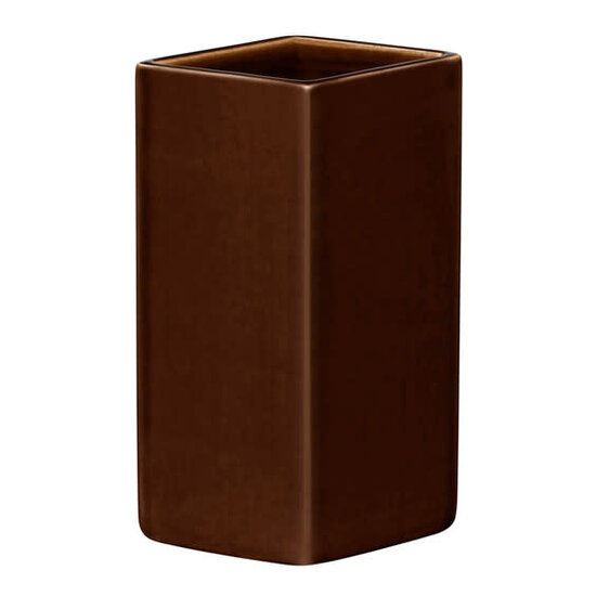 Ruutu ceramic vase 180mm brown