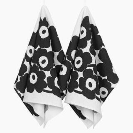 Marimekko marimekko theedoek unikko zwart wit 2 st.