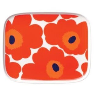 marimekko oiva plate 12 x15 cm unikko red