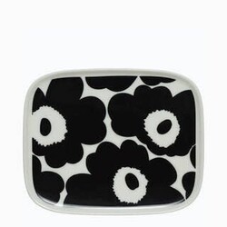 marimekko oiva plate 12 x15 cm  unikko black