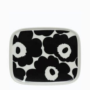 marimekko oiva plate 12 x15 cm  unikko black