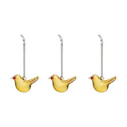 Iittala mini glass birds yellow 3 set