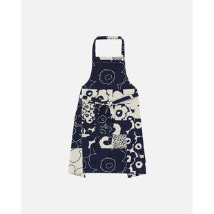 marimekko unikko kollaasi apron blue