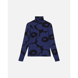marimekko emali unikko rib turtleneck top L blue