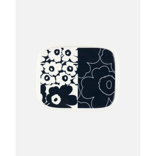 marimekko oiva / unikko kollaasi plate 15x12 cm blue