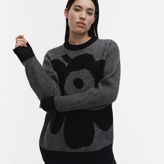 Marimekko marimekko pehmyt unikko gebreid black-white mt XL