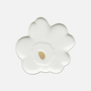 marimekko shape lautanen white golden dot 20 cm