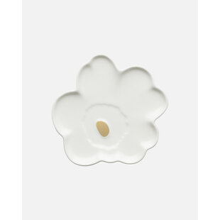 marimekko shape lautanen white golden dot 20 cm
