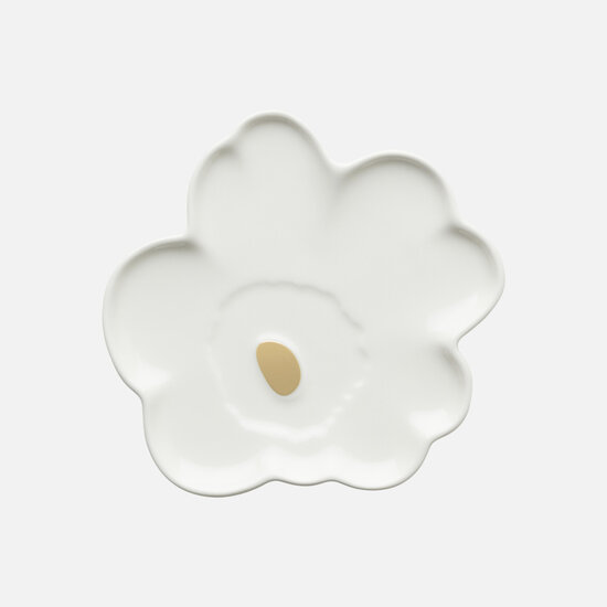 Marimekko marimekko shape lautanen white golden dot 20 cm