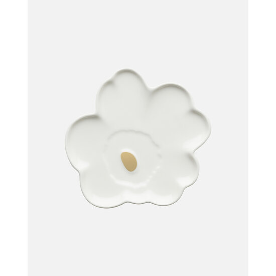 Marimekko marimekko unikko shape plate 20 cm. white golden dot