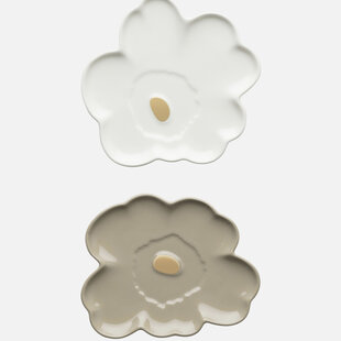 marimekko unikko shape lautanen 13 cm white/mud golden dot