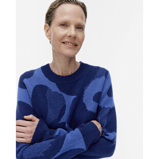 marimekko aukio unikko blue wol cashmere mt M