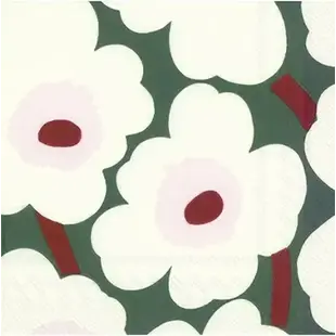 marimekko unikko green cream servetten