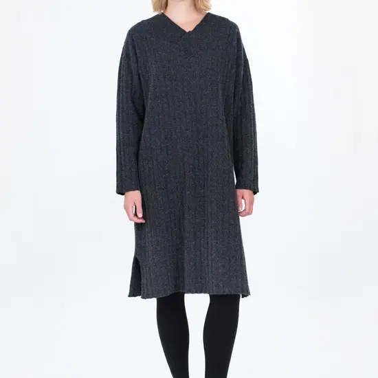 Falla Ritva Falla Kanjoni jurk gebreid wol- cashmier grijs S