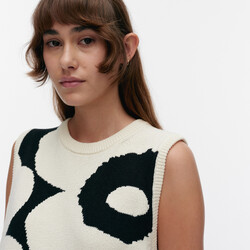 marimekko Pioneeri Unikko knitted cotton vest zwart/wit M