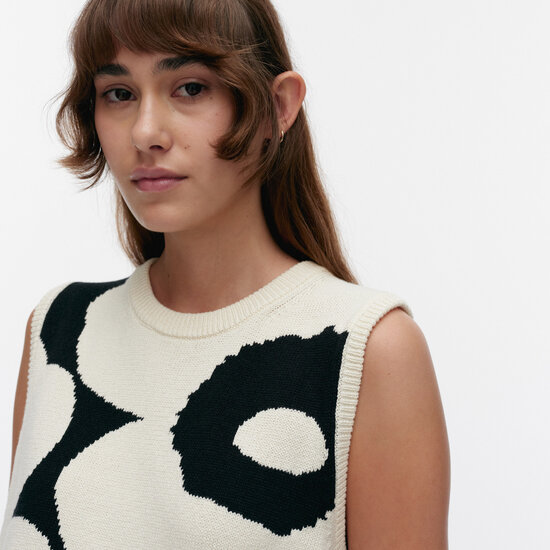Marimekko marimekko Pioneeri Unikko knitted cotton vest zwart/wit M