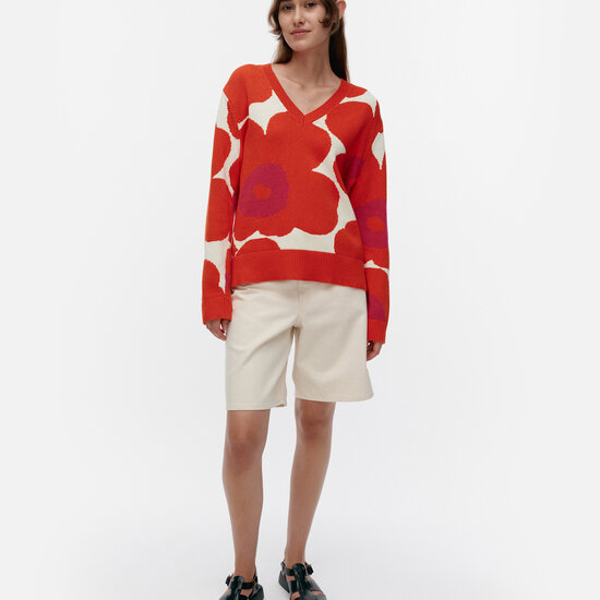Marimekko marimekko Päivä Unikko knitted cotton pullover S