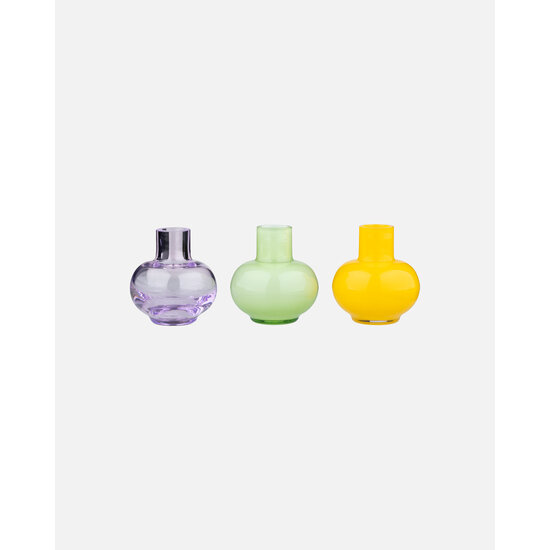 Marimekko marimekko Mini vase set of 3 green/yellow/amethyst