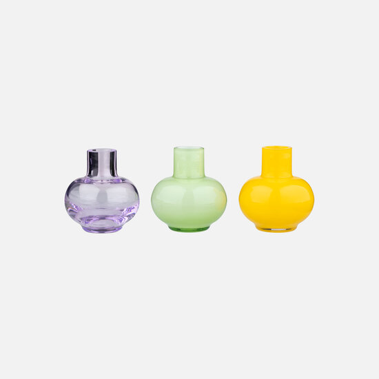 Marimekko marimekko Mini vase set of 3 green/yellow/amethyst