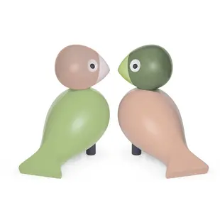 kay bojesen love birds light green/rose 1 pair 8 cm