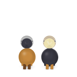 kay bojesen lovebirds you & me coal/dark ochre set H 9 cm.