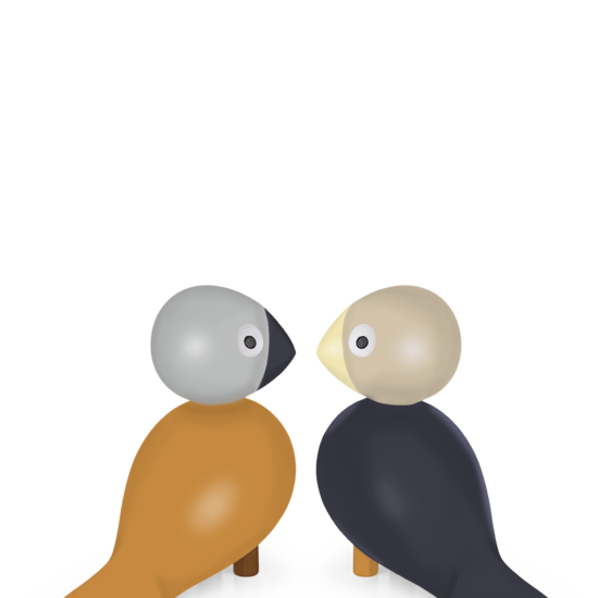 Kay Bojesen kay bojesen lovebirds you & me coal/dark ochre set H 9 cm.