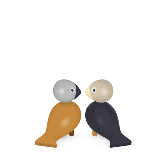 Kay Bojesen kay bojesen lovebirds you & me coal/dark ochre set H 9 cm.