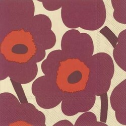 marimekko unikko cream bordeaux servetten S
