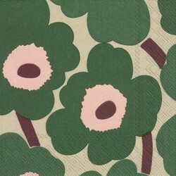 marimekko unikko green rose servetten L