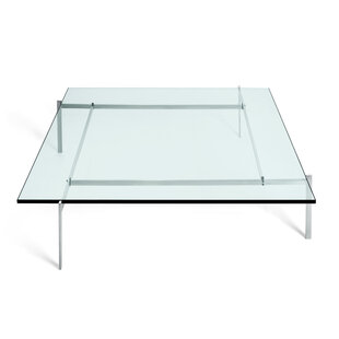 Fritz Hansen  PK61 geborsteld staal/glas (80x80x32cm)