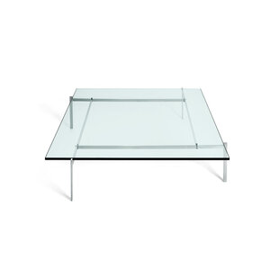 Fritz Hansen  PK61 geborsteld staal/glas (80x80x32cm)